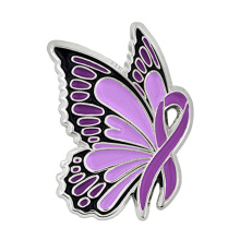 Пользовательский цинк сплав металлическая мягкая эмалевая фиолетовая бабочка